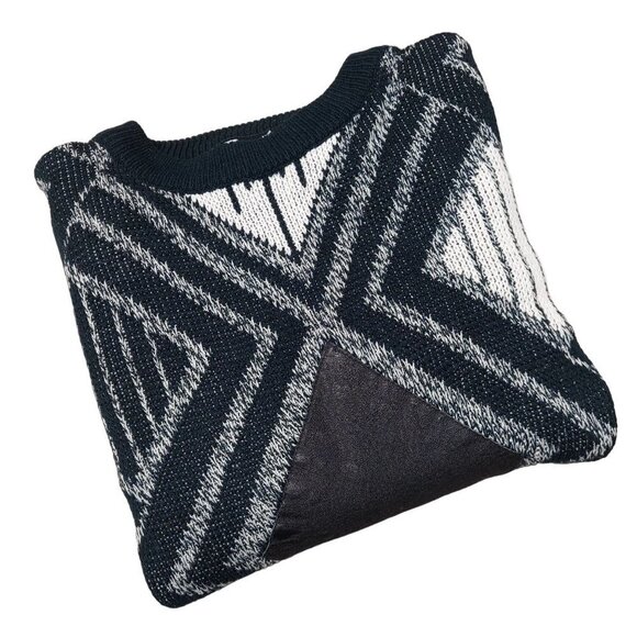 Impact Other - Impact Vintage 90s Men's Diamond Print Leather Patch Sweater